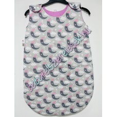 BASIC újszülött hálózsák - rózsaszín-szürke holdas