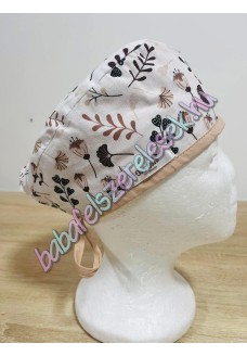 Műtős sapka - bézs apró virágos