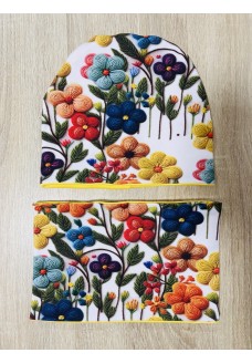 Sapka - csősál - sárga tavaszi virágos Sapka - csősál - sárga tavaszi virágos