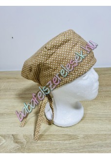 Műtős sapka - drapp pöttyös