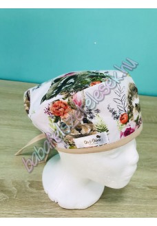 Műtős sapka - erdő állatkái virággal