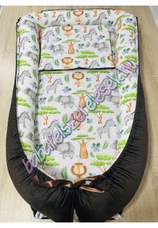 Prémium babafészek - erdős-zebrás + pihe-puha bársony velvet Prémium babafészek - erdős-zebrás + pihe-puha bársony velvet