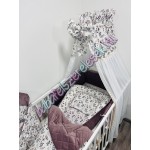 Exkluzív velvet babaágynemű szett - bézs apró virágos