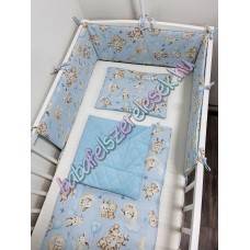 Exkluzív velvet babaágynemű szett - babakék állatcsaládos