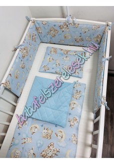 Exkluzív velvet babaágynemű szett - babakék állatcsaládos Exkluzív velvet babaágynemű szett - babakék állatcsaládos