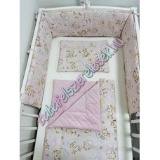 Exkluzív velvet babaágynemű szett - rózsaszín állatcsaládos