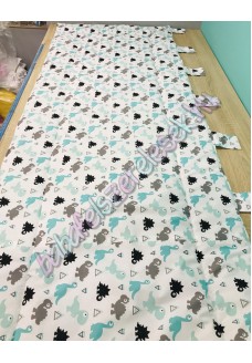 Falvédő - menta-szürke dínós