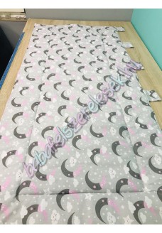 Falvédő - rózsaszín-szürke holdas