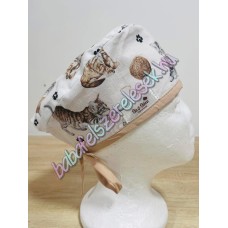 Műtős sapka - fehér-bézs cicás