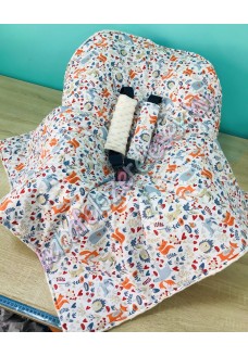 Babahordozó pléd - fehér erdei állatos