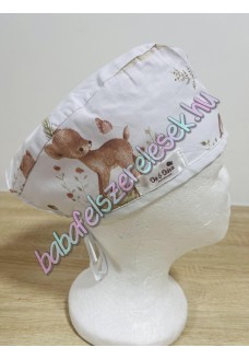 Műtős sapka - fehér erdei állatos