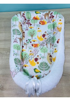 Babafészek - fehér erdős + pihe-puha minky Babafészek - fehér erdős + pihe-puha minky