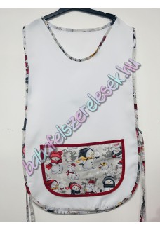 Fehér lapköpeny - piros hóemberes