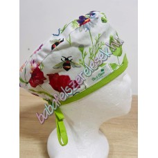 Műtős sapka - fehér mezei virágos