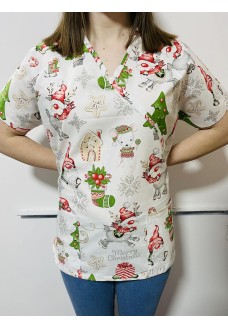 Orvosi-Nővérke tunika - fehér rénszarvasos
