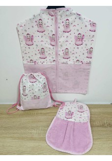 Fehér-rózsaszín tündéres - Új design Ovizsák+Tornazsák+Törölköző