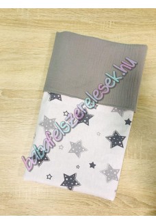 Fehér-szürke csillagos nyári dupla géz takaró Fehér-szürke csillagos nyári dupla géz takaró