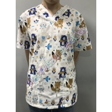 Férfi orvosi-ápolói tunika - bézs állatos