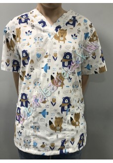 Férfi orvosi-ápolói tunika - bézs állatos