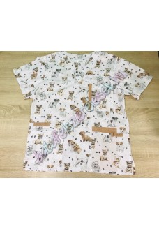 Férfi orvosi-ápolói tunika - fehér alapon kutyás Férfi orvosi-ápolói tunika - fehér alapon kutyás