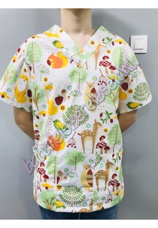 Férfi orvosi-ápolói tunika - fehér erdős Férfi orvosi-ápolói tunika - fehér erdős