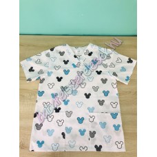 Férfi orvosi-ápolói tunika - fehér-türkiz mickey fejes Férfi orvosi-ápolói tunika - fehér-türkiz mickey fejes