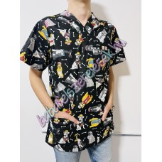 Férfi orvosi-ápolói tunika - fekete csontkutyás