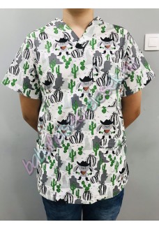 Férfi orvosi-ápolói tunika - kaktuszos nyuszis Férfi orvosi-ápolói tunika - kaktuszos nyuszis