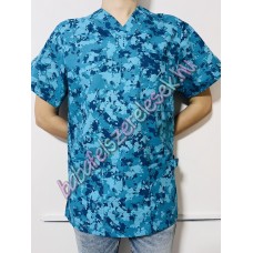 Férfi orvosi-ápolói tunika - kék terepmintás