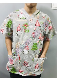 Férfi orvosi-ápolói tunika -szürke rénszarvasos Férfi orvosi-ápolói tunika -szürke rénszarvasos