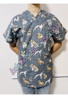 Férfi orvosi-ápolói tunika - sötétszürke kutyás Férfi orvosi-ápolói tunika - sötétszürke kutyás