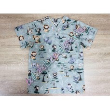 Férfi orvosi-ápolói tunika - zsálya állatkertes