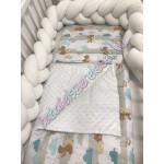 Babaágynemű szett - menta-barna macis Babaágynemű szett - menta-barna macis