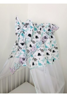 Menta-szürke dínós baldachin 