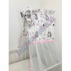 Rózsaszín-szürke állatos baldachin 