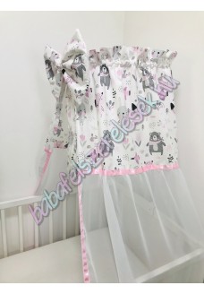 Rózsaszín-szürke állatos baldachin 