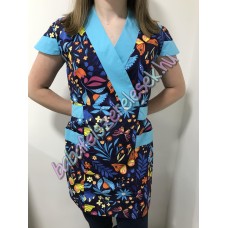 Női karcsúsított tunika - sötétkék lepkés Női karcsúsított tunika - sötétkék lepkés