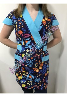 Női karcsúsított tunika - sötétkék lepkés Női karcsúsított tunika - sötétkék lepkés