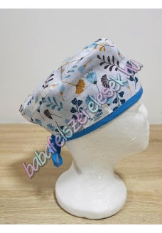 Műtős sapka - kék apró virágos