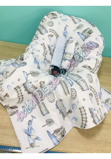 Babahordozó pléd - kék vonatos