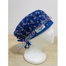 Műtős sapka - kékfestő apró virágos