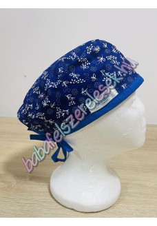 Műtős sapka - kékfestő apró virágos