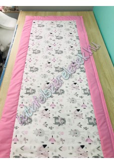 Kombinált falvédő - rózsaszín-szürke állatos