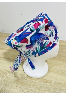 Műtős sapka - lila-kék kolibris