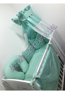 Komplett prémium babaágynemű szett - Menta pöttyös Komplett prémium babaágynemű szett - Menta pöttyös