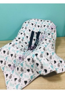 Babahordozó pléd - menta-szürke dínós Babahordozó pléd - menta-szürke dínós