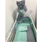 Prémium babaágynemű szett - szürke-menta