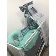 Prémium babaágynemű szett - szürke-menta