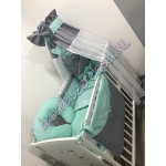 Prémium babaágynemű szett - szürke-menta