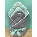 Prémium babaágynemű szett - szürke-menta